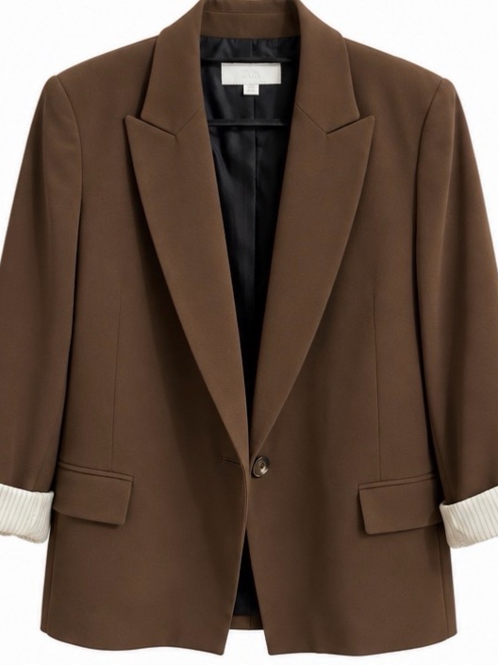 Zara Brown Single-Button Women's Blazer